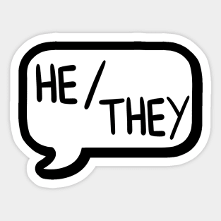 He/They Pronoun Bubble - White Sticker